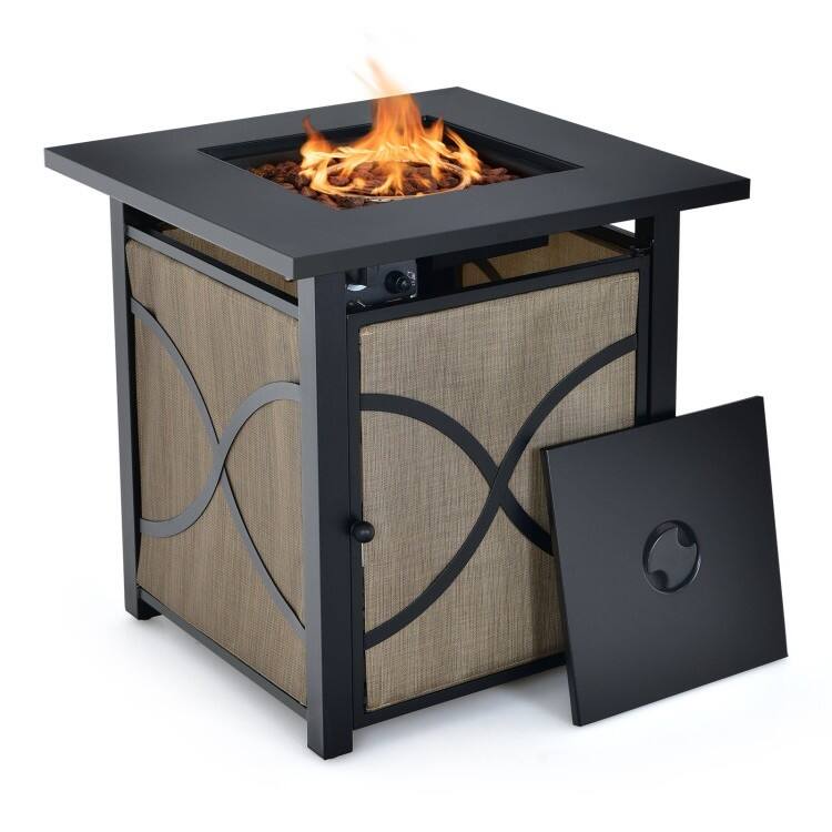 Front. SlickBlue - 40,000 BTU Portable LP Gas Fire Pit Table – Propane Heater for Outdoor Spaces - Black, Grey.