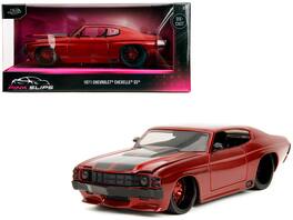 1971 Chevrolet Chevelle SS Stripes "Pink Slips" Series 1/24 Diecast Model Car by Jada - Red Metallic With Black