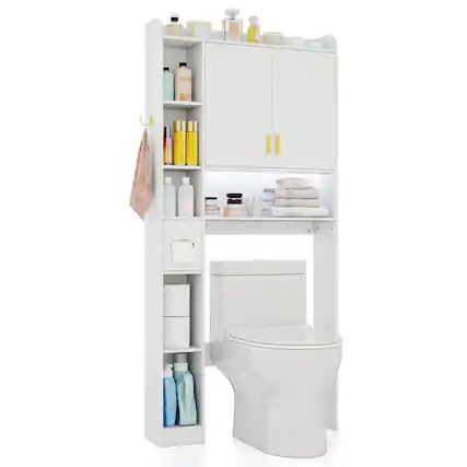 Front. Costway - Costway Over Toilet Shelf Freestanding Storage Cabinet Above Toilet with 2-Door Cabinet - White.