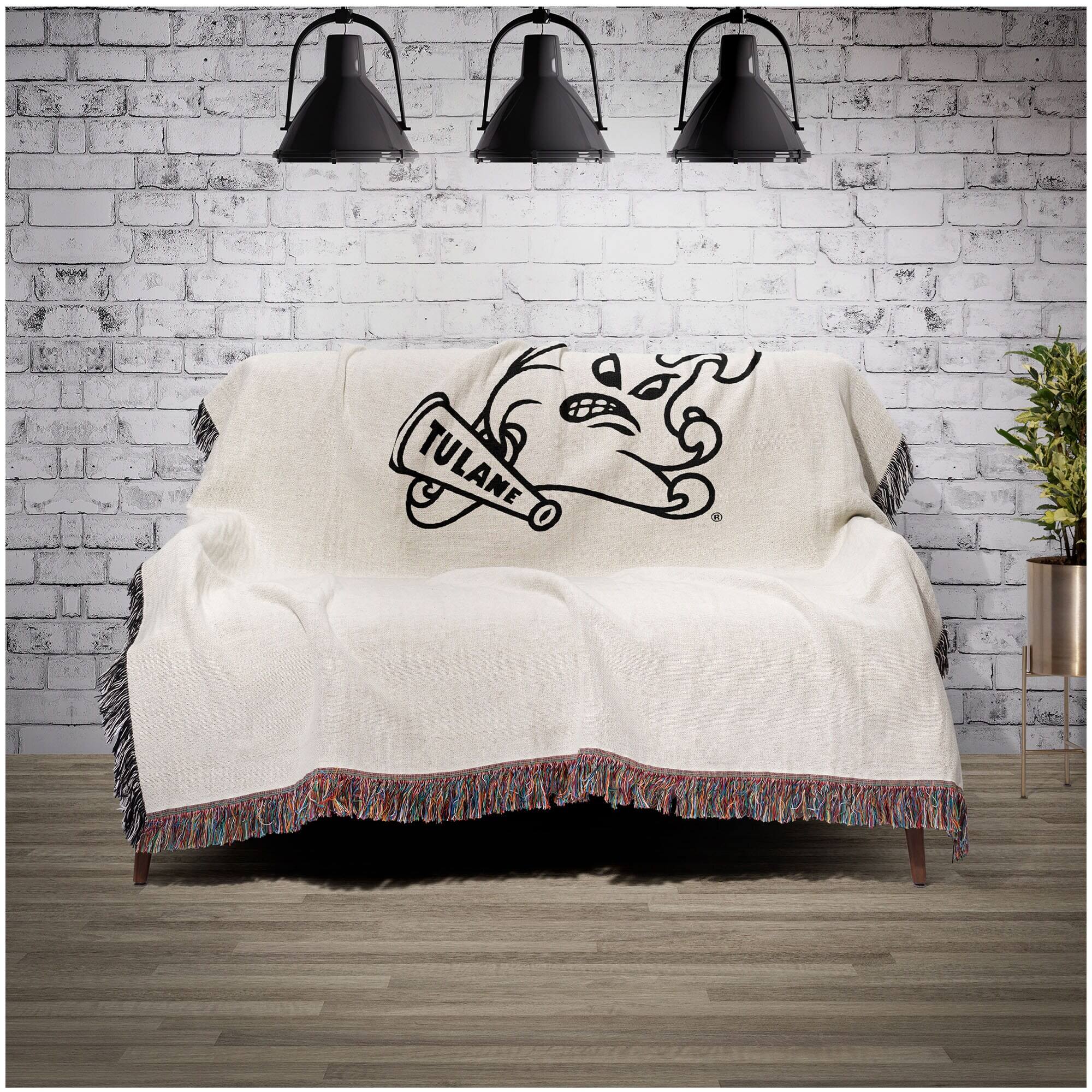 Alt View 1. Chad & Jake - Tulane Green Wave Woven Blanket - White.