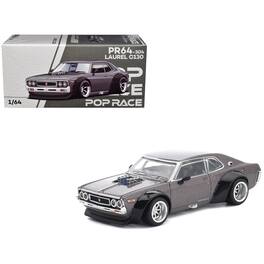 Datsun Laurel C130 RHD (Right Hand Drive) Gray Metallic 1/64 Diecast Model Car by Pop Race