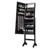 Front. Costway - Mirrored Jewelry Cabinet Organizer w/18 LED lights Black - Black.