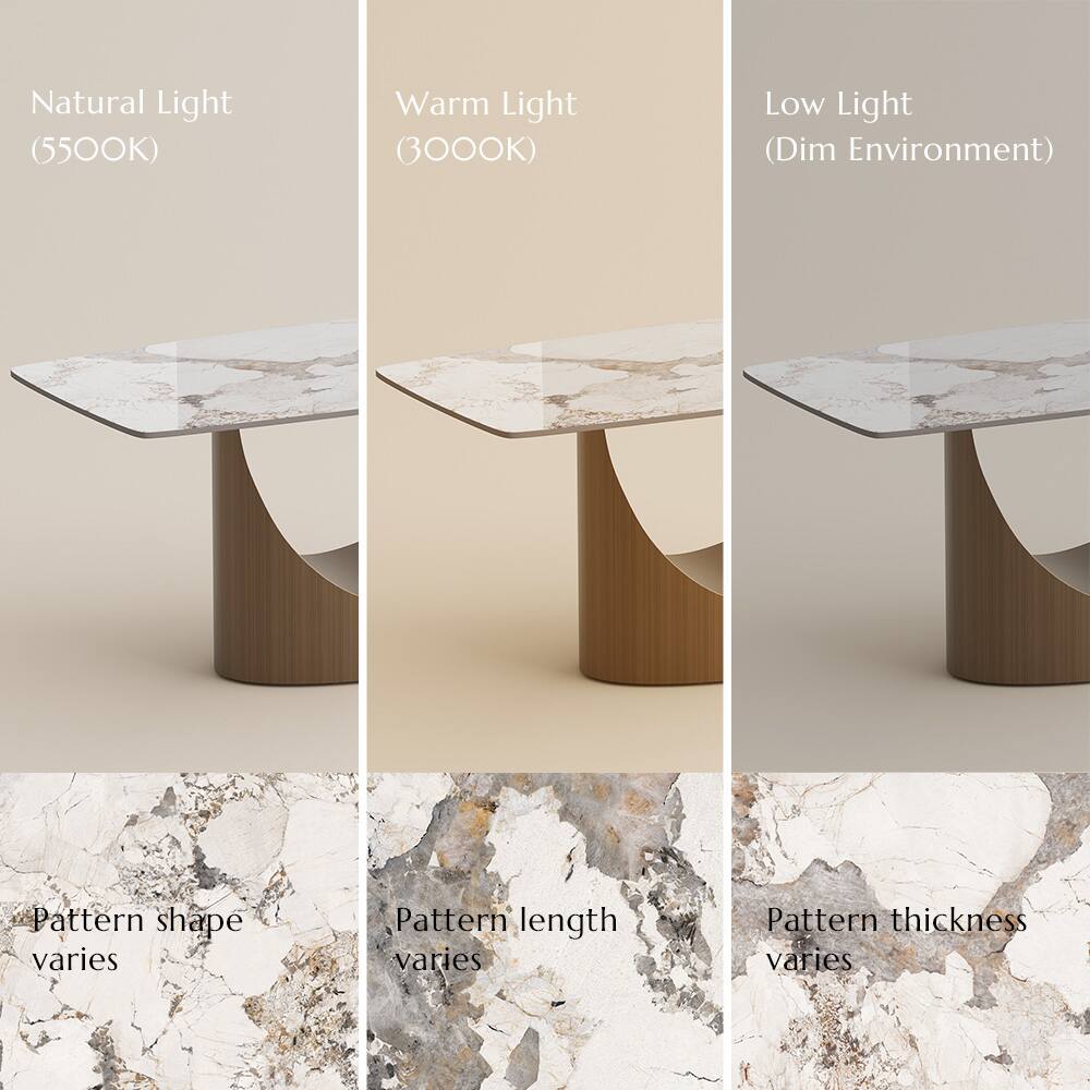 Natural Light (5500K)  
Warm Light (3000K)  
Low Light (Dim Environment)  

Pattern shape varies  
Pattern length varies  
Pattern thickness varies