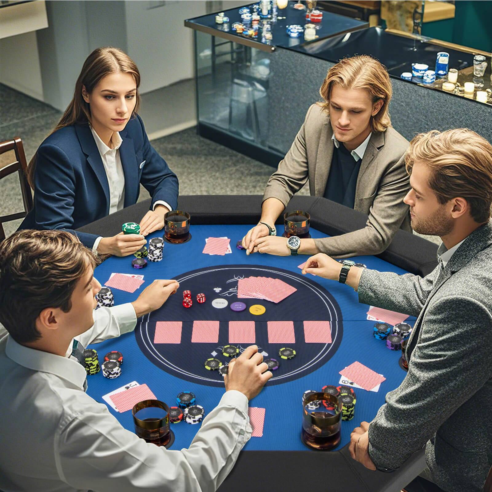 Alt View 3. Costway - Costway 48" Foldable Poker Table for 8 Players Portable Blackjack Texas Hold’em Table - Blue.