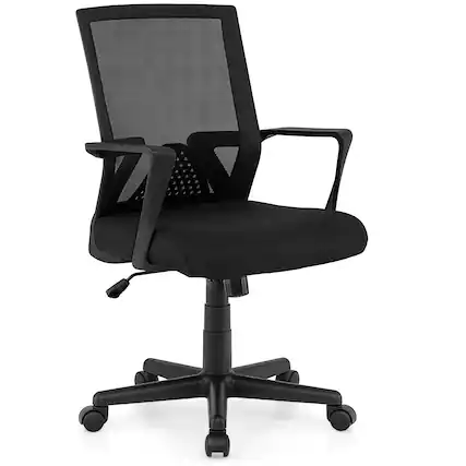 Front. WELLFOR - Ergonomic Desk Chair with Lumbar Support and Rocking Function - Black.