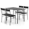 Front. Costway - 5PCS Dining Table Set for 4 Rectangular Kitchen Table & 4 Chairs with Metal Frame Cement Black - Black.