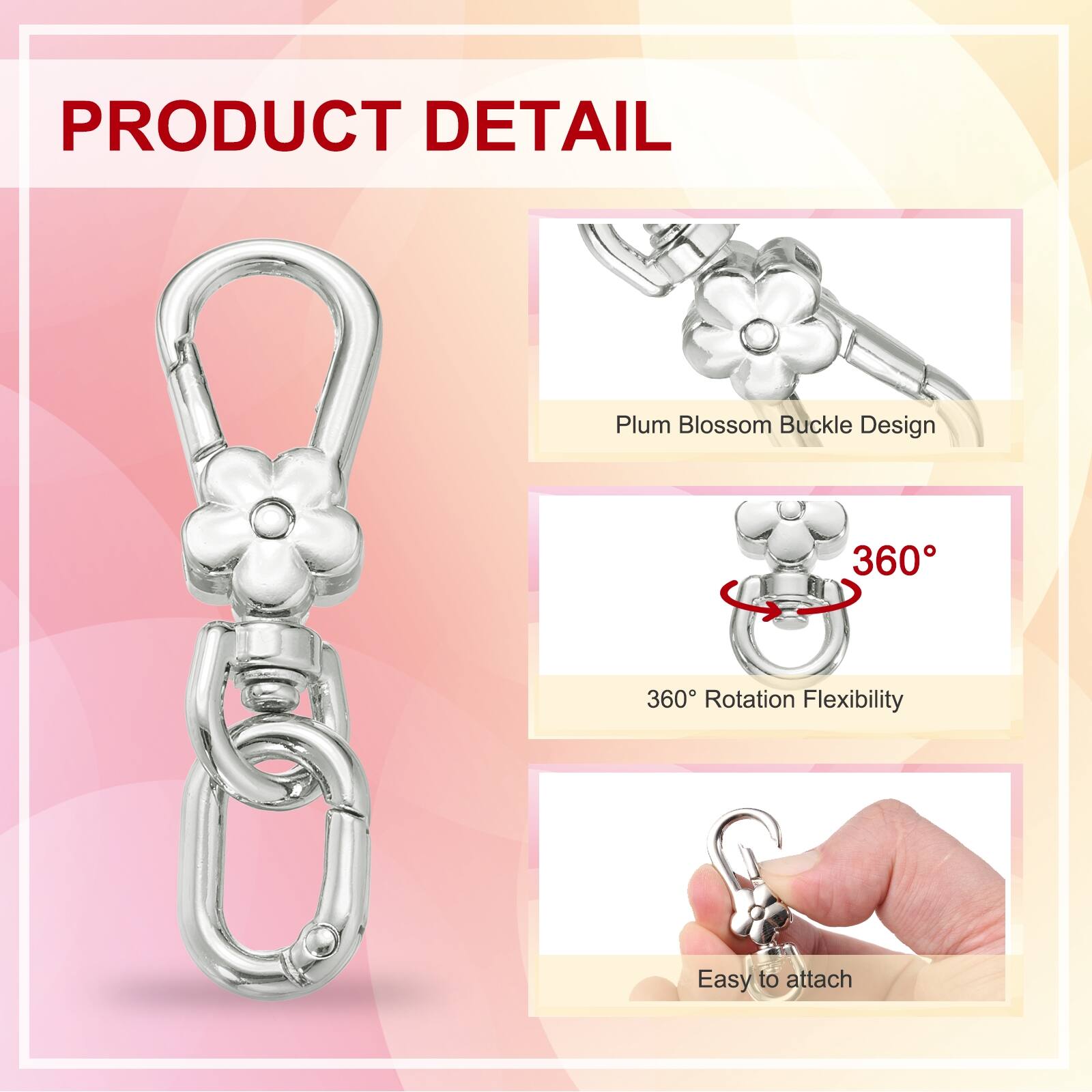 PRODUCT DETAIL

- Plum Blossom Buckle Design
- 360° Rotation Flexibility
- Easy to attach