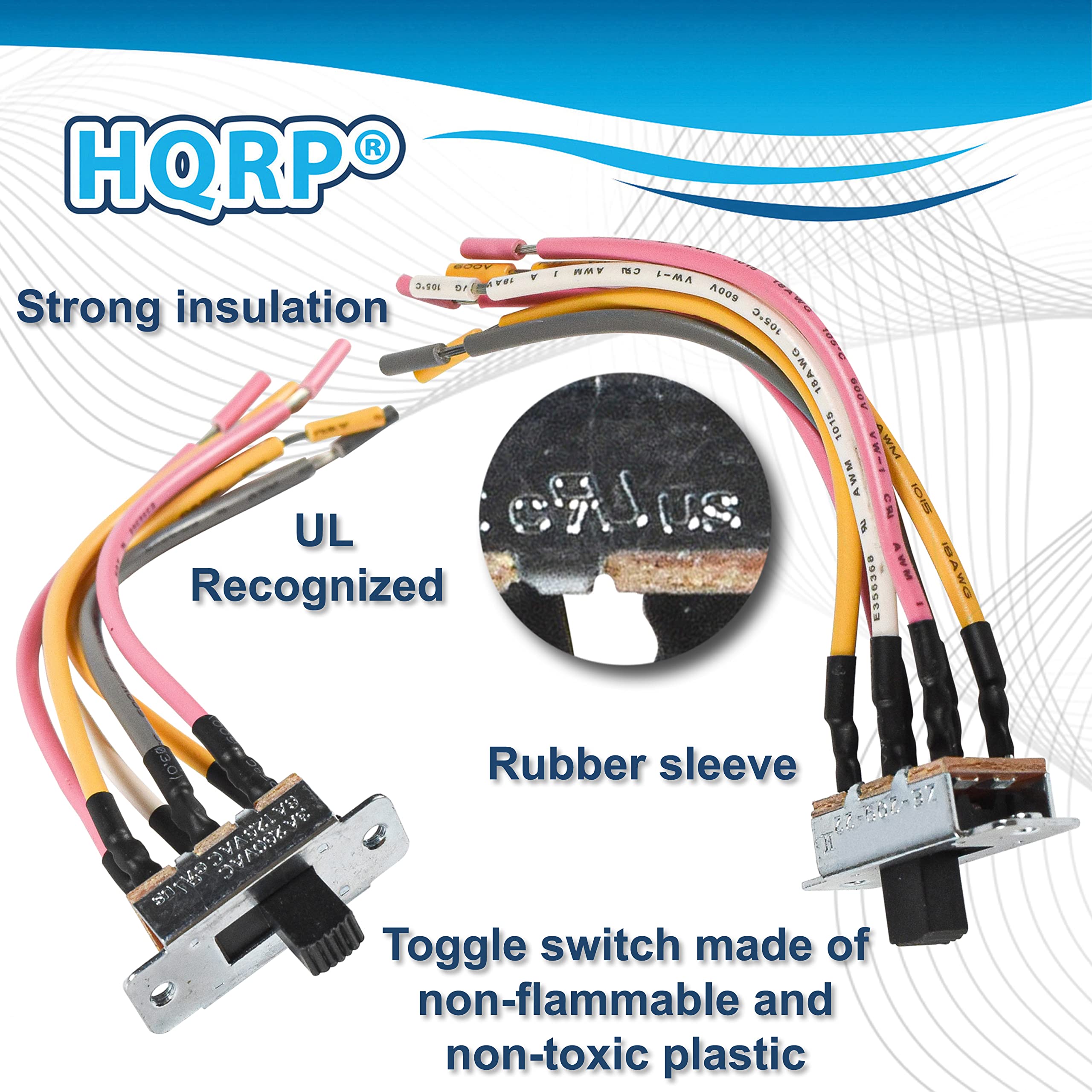 HQRP A0ca Y c FOE T -MA JOE S7 AU Strong insulation 108C 18AWG GOOV 1015 WM I-MA AWM orlus m S UL Recognized 0208 IDAWG 83.0 Rubber sleeve -2-7 B Toggle switch made of non-flammable and non-toxic plastic