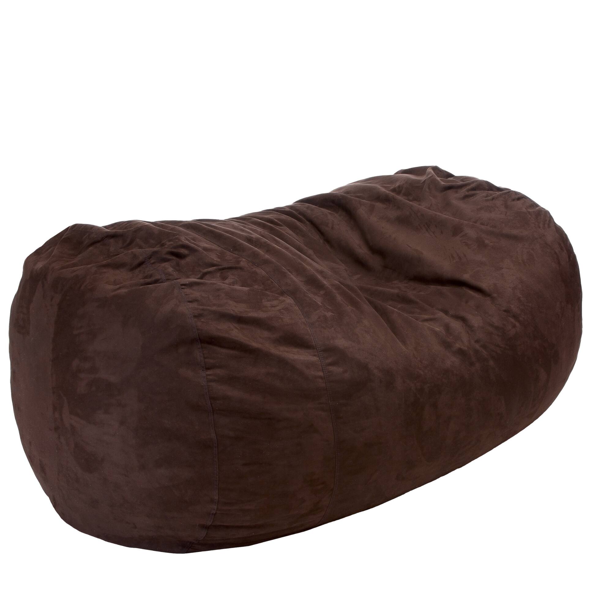 Angle. GOODSILO - Traditional 8 Foot Suede Cylindrical Bean Bag Chair for Living Room and Bedroom Comfort - Brown.