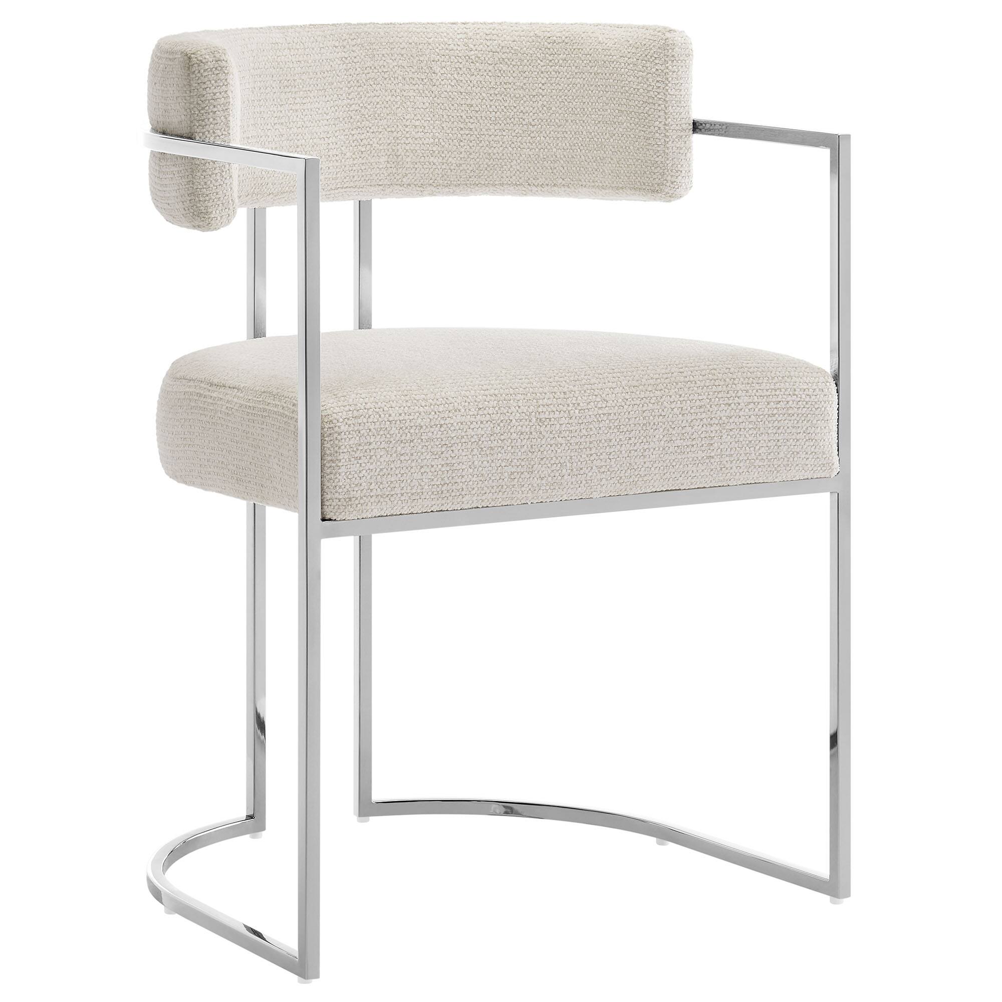 Huron Curved Back Fabric and Metal Dining Accent Chair by Modway - White