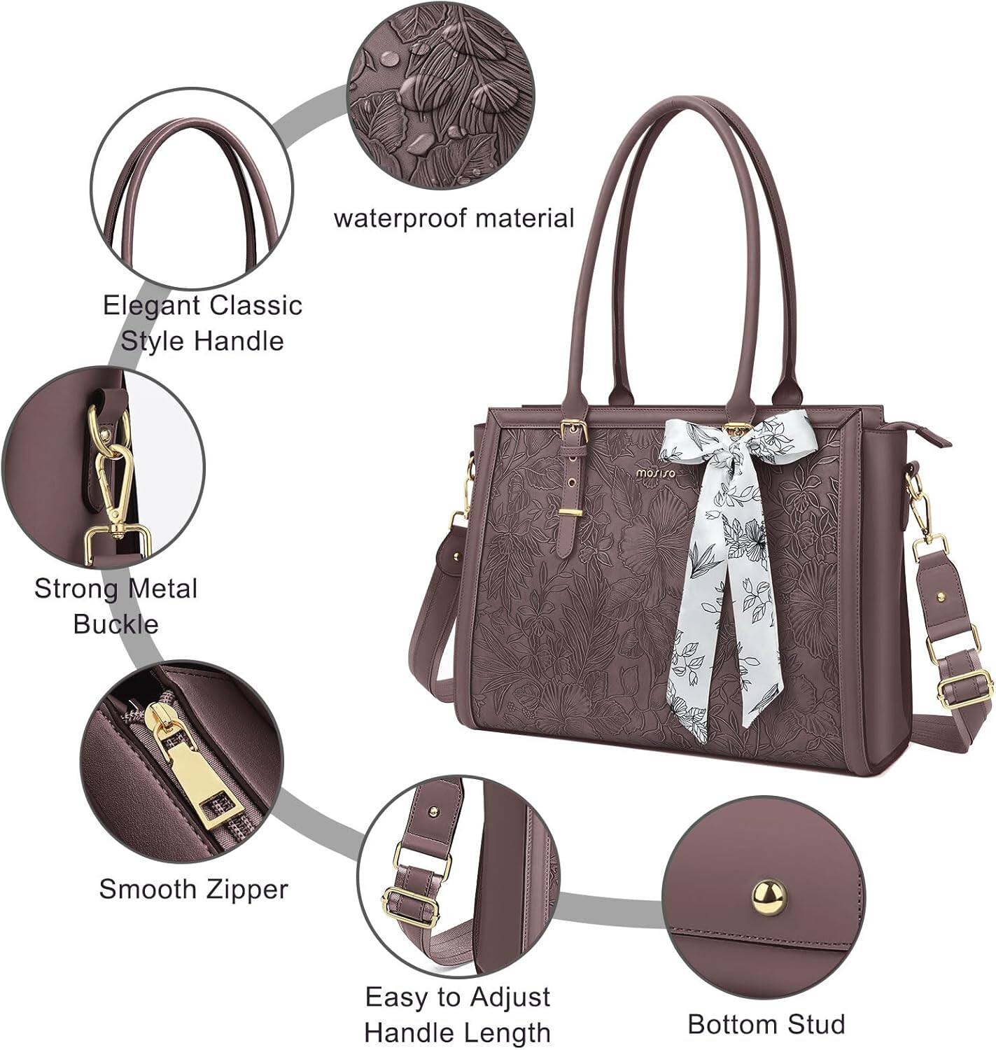 - waterproof material
- Elegant Classic Style Handle
- Strong Metal Buckle
- Smooth Zipper
- Easy to Adjust Handle Length
- Bottom Stud