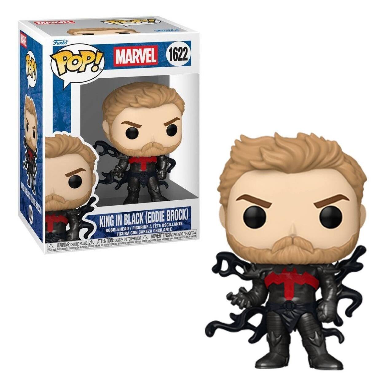 MARVEL  
POP! Funko  
Funko MARVEL 1622 !! POP!  
KING IN BLACK (EDDIE BROCK) FIGURINE TTE OSCILLANTE / OSCILANTE FIGURA CON CABEZA GRO  
ADVERTENCIA: PELIGRO ATTENTION: DANGER  
WARNING: CHOKING HAZARD