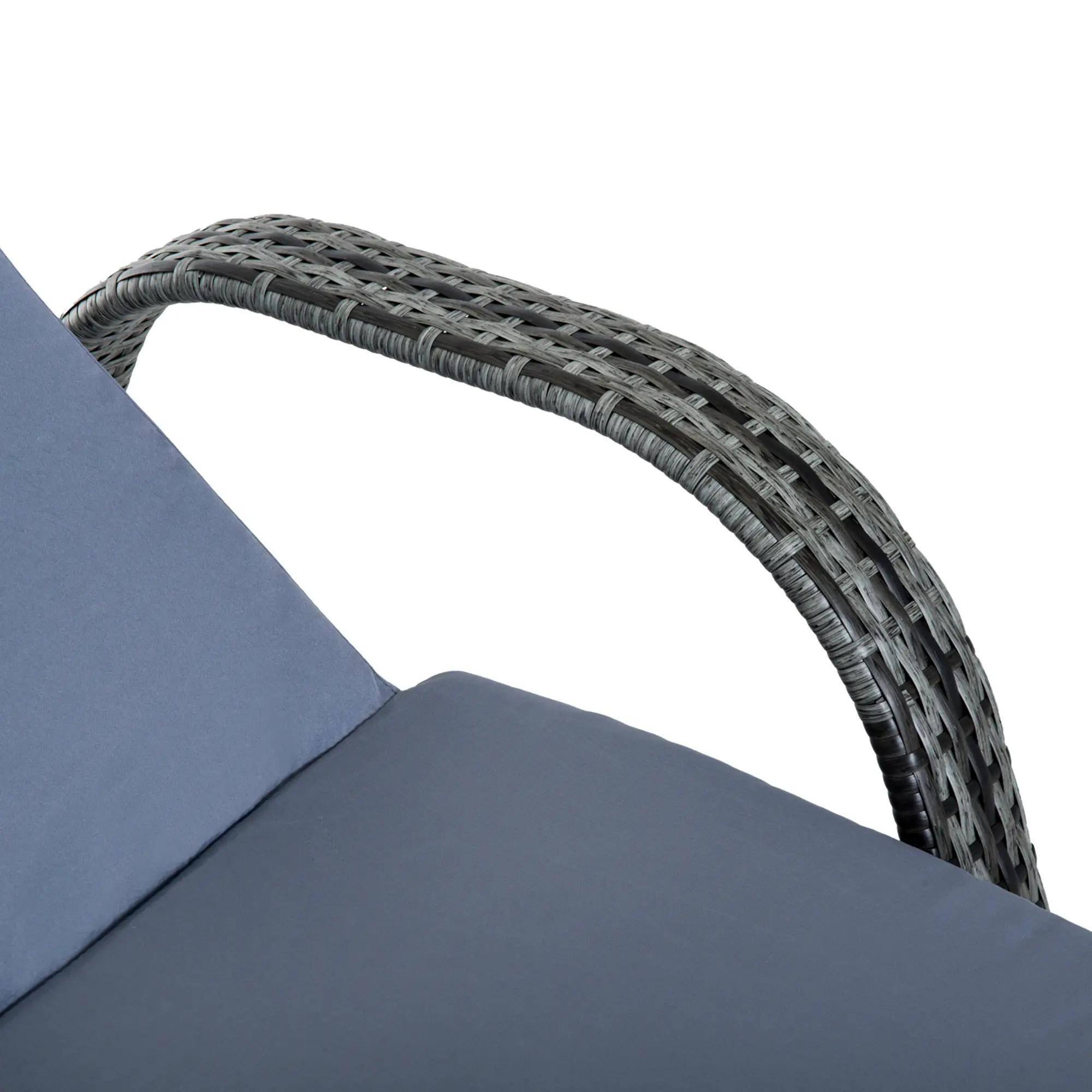 Alt View 5. Spaco - Spaco 3PC Pool Chaise Lounge Set, 5 Level Adjustable PE Rattan, Deep Cushion - Grey.