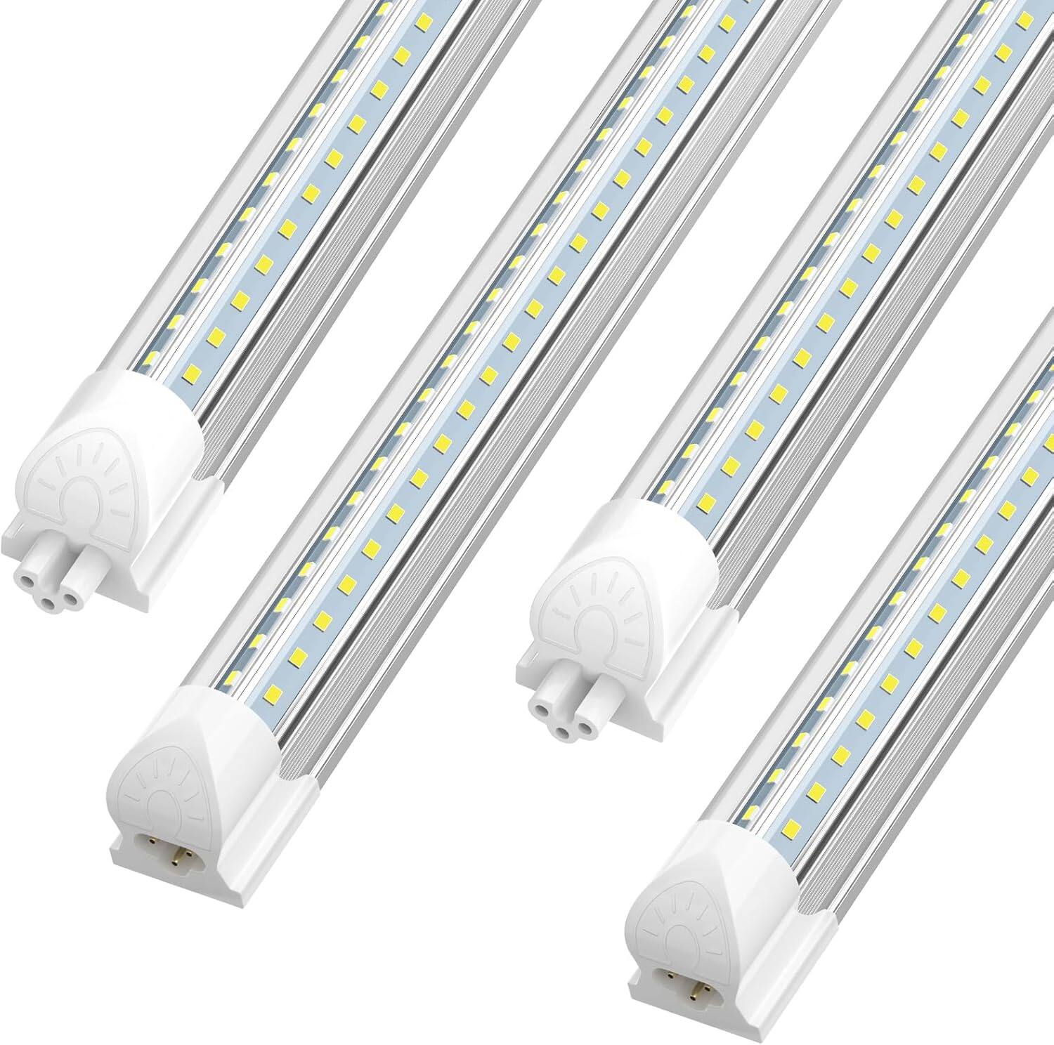 Front. JESLED - 4FT LED Shop Light 4-Pack 45W 6300LM 6000K Cool White T8 Integrated Fixture for  Warehouse Linkable ETL Listed.