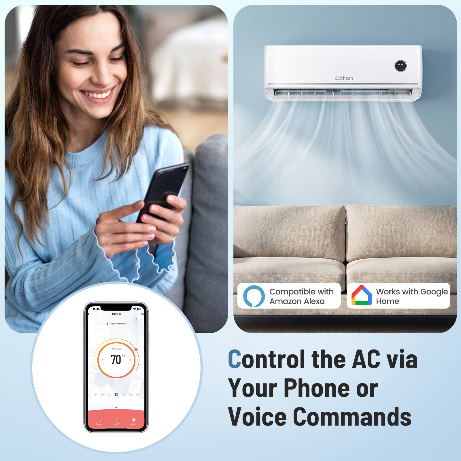 Lithzen

10:00

Compatible with Amazon Alexa
Works with Google Home

Control the AC via Your Phone or Voice Commands