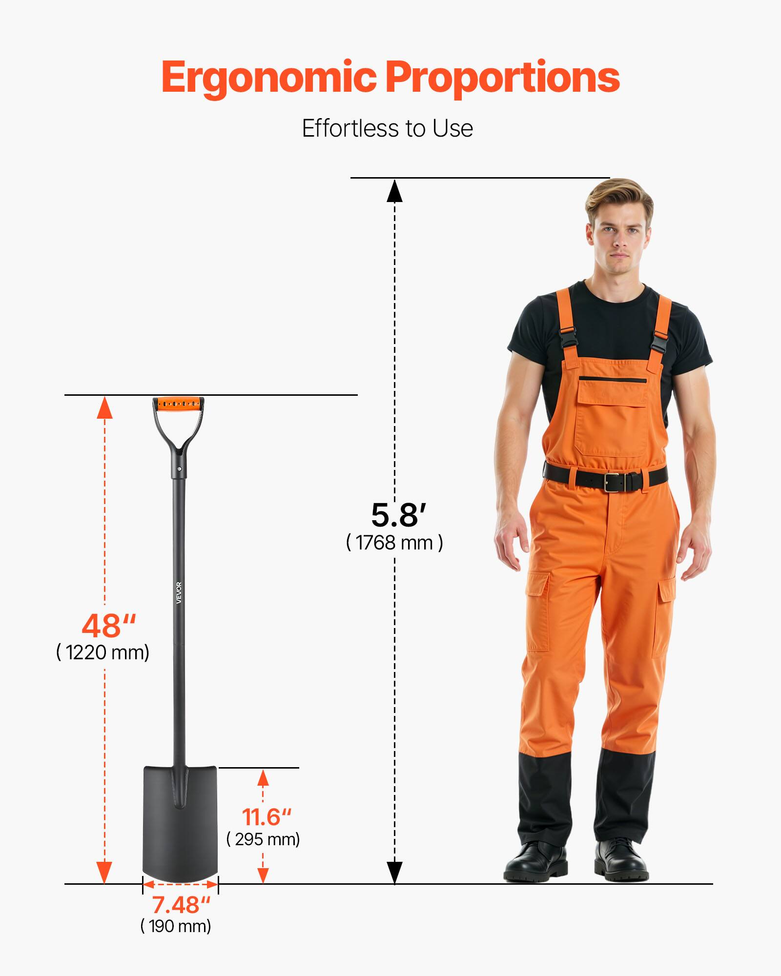 Ergonomic Proportions  
Effortless to Use  

5.8' (1768 mm)  
48" (1220 mm)  
11.6" (295 mm)  
7.48" (190 mm)