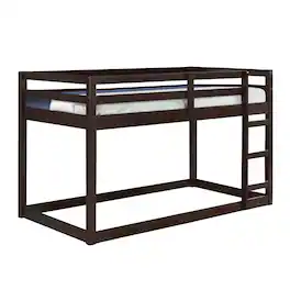 Manhattan Lane - Twin Wooden Frame Loft Bed with Built In Ladder, Espresso Brown - Brown