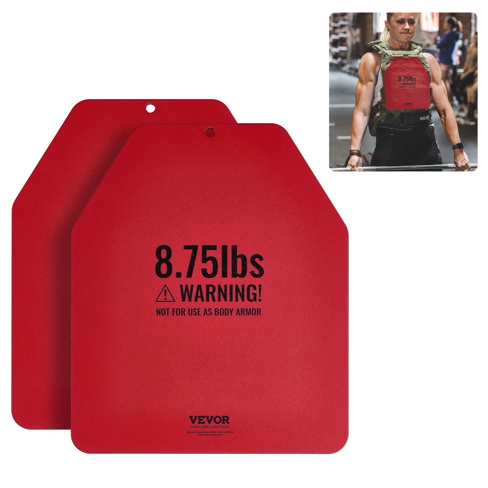 VEVOR - Weight Vest Plates, 8.75 LB Pairs, Premium Steel Weighted plates, Contoured Ergonomic Fit – WODs - Red