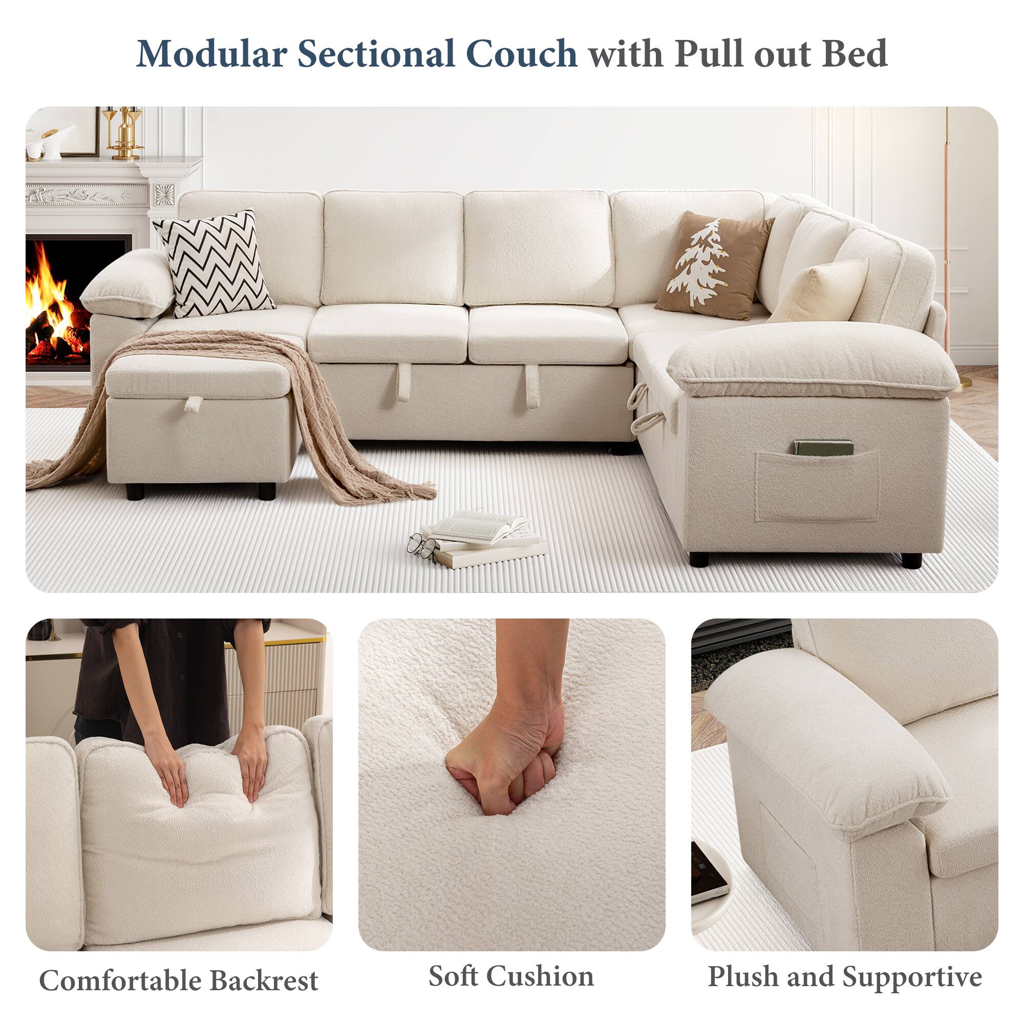Modular Sectional Couch with Pull out Bed

Comfortable Backrest
Soft Cushion
Plush and Supportive