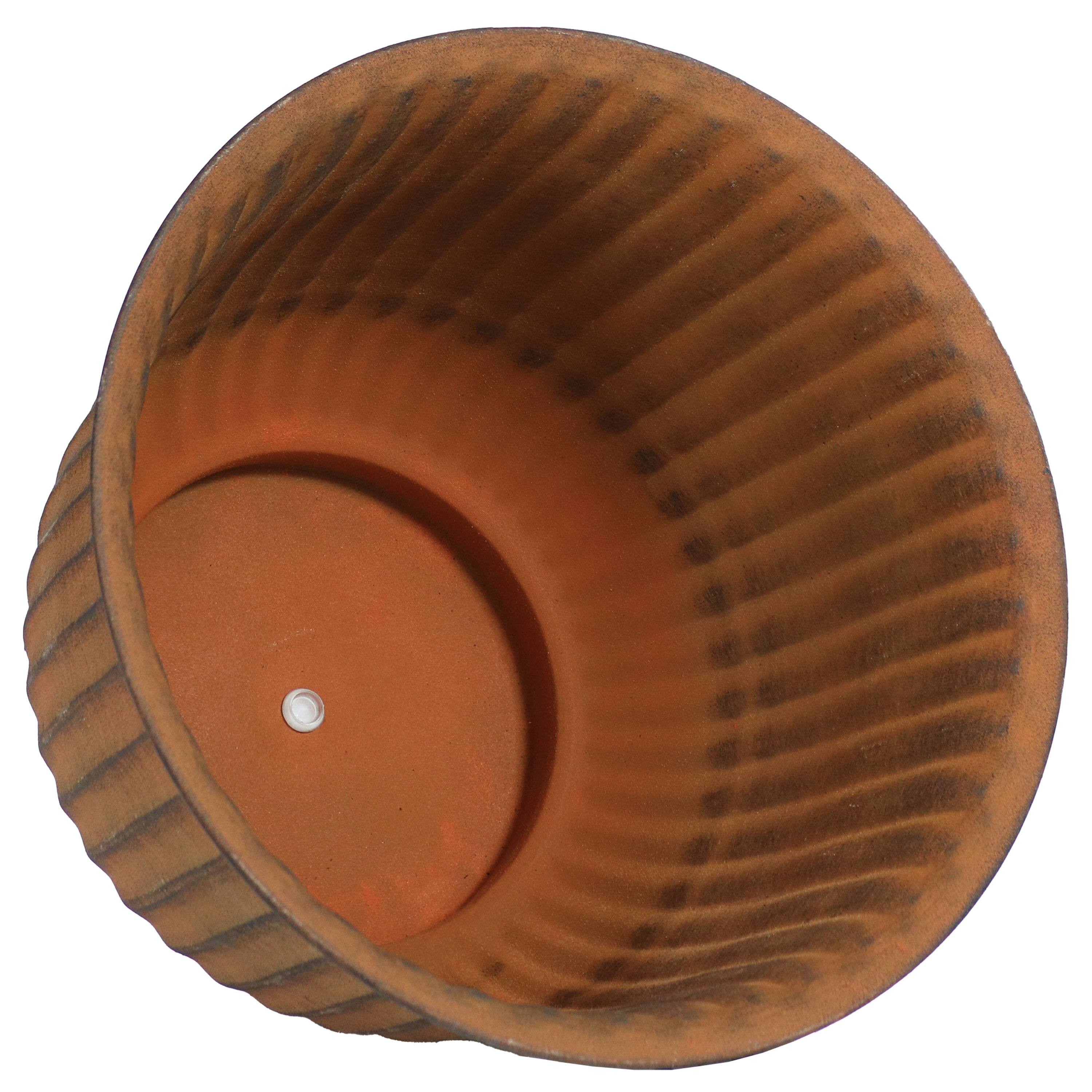 Alt View 4. Sunnydaze - Carlotta Metal Planter - 14.75 in - Set of 4 - Matte Brown.