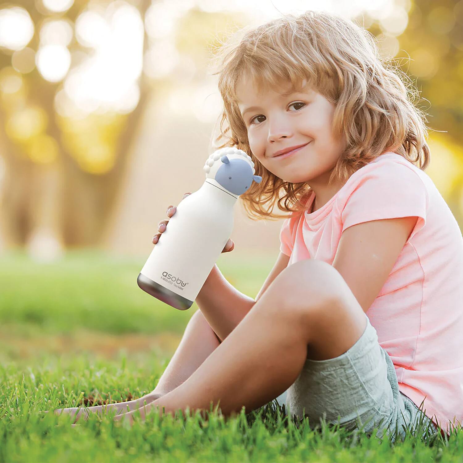 Alt View 2. Asobu - 16-Oz Bestie Bottle Insulated Stainless Steel Water Bottle with Reusable Flexi Straw - Sheep.