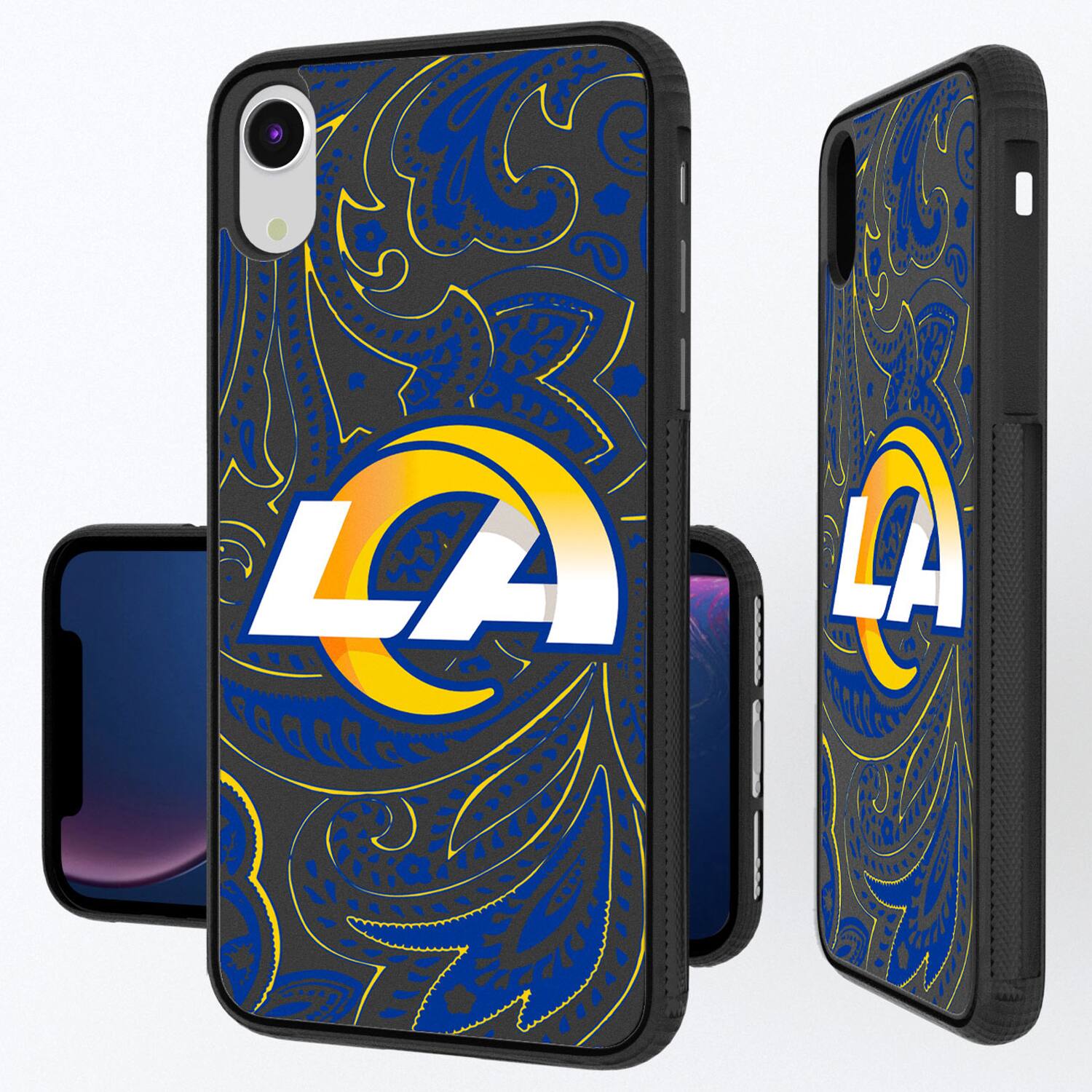 Front. Keyscaper - Los Angeles Rams iPhone Paisley Design Bump Case - 15 Plus - Multicolor.