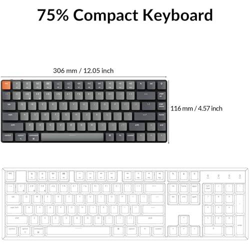 75% Compact Keyboard  
306 mm / 12.05 inch  
116 mm / 4.57 inch