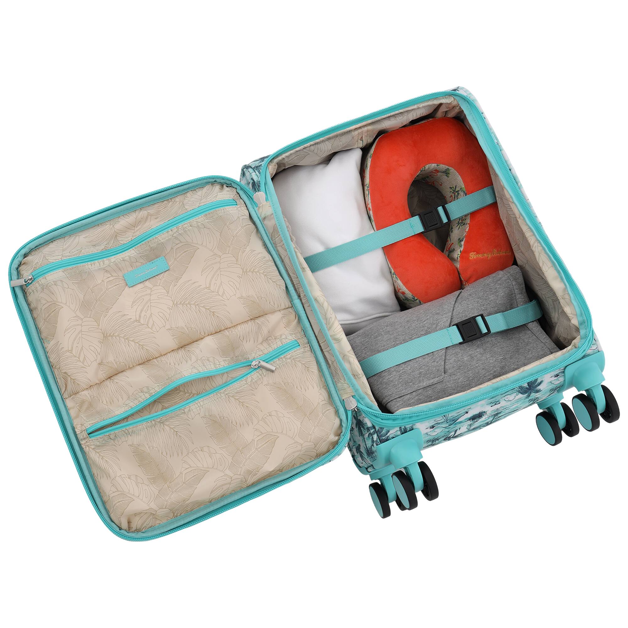 Alt View 9. Tommy Bahama - Palm Print 26" Expandable Softside Spinner - Aqua.