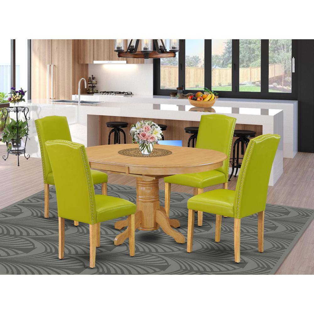 Left. East West Furniture - Dining Room Set Oak - Brown.
