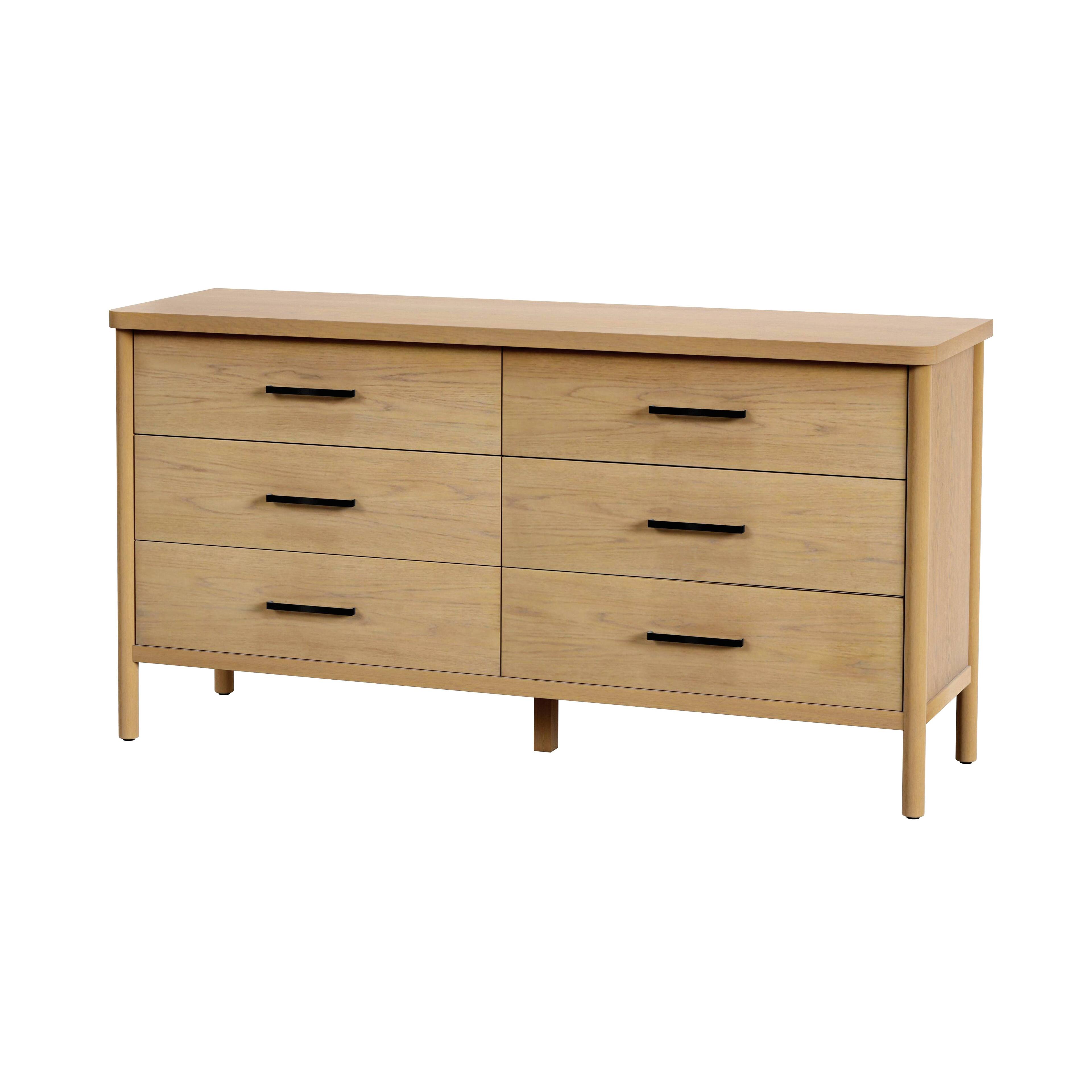 Front. Butler Specialty - Lennon 60 in. W Rectangular Wood 6 Drawer Rounded Leg Dresser - Light Brown.