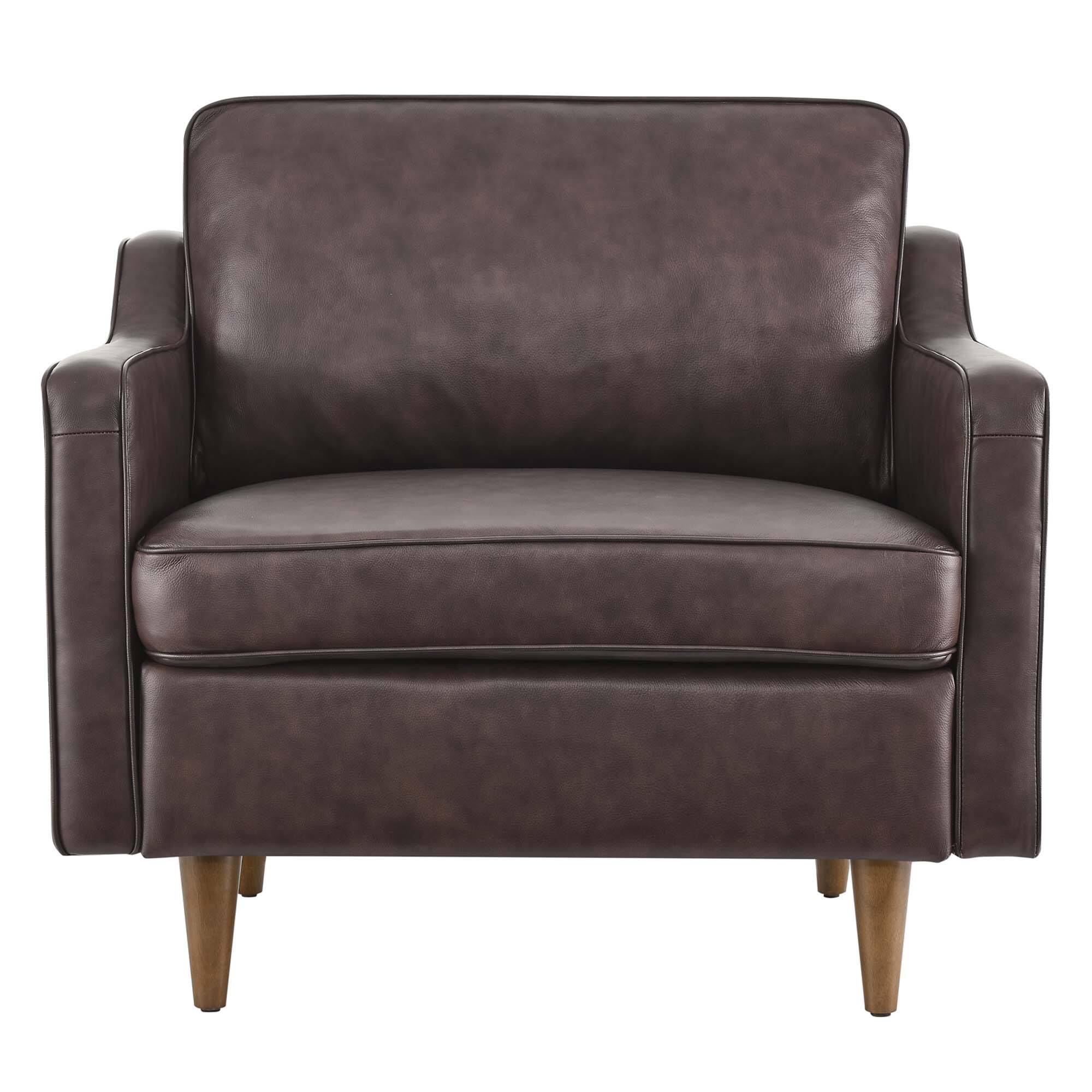 Alt View 2. Modway - Impart Genuine Leather Armchair by Modway - Brown.