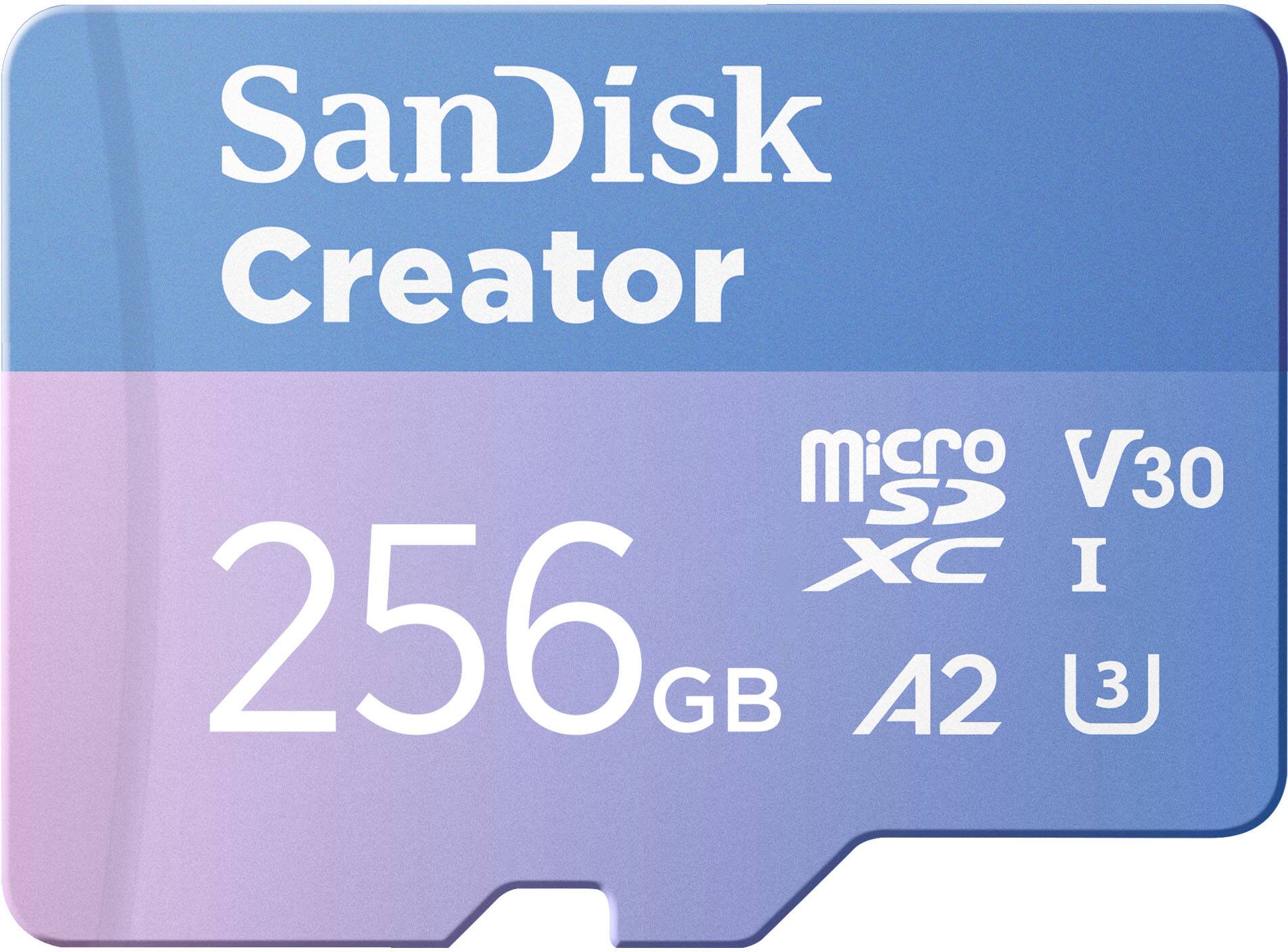 SanDisk Creator  
MicroSDXC I  
256 GB  
V30  
A2  
U3