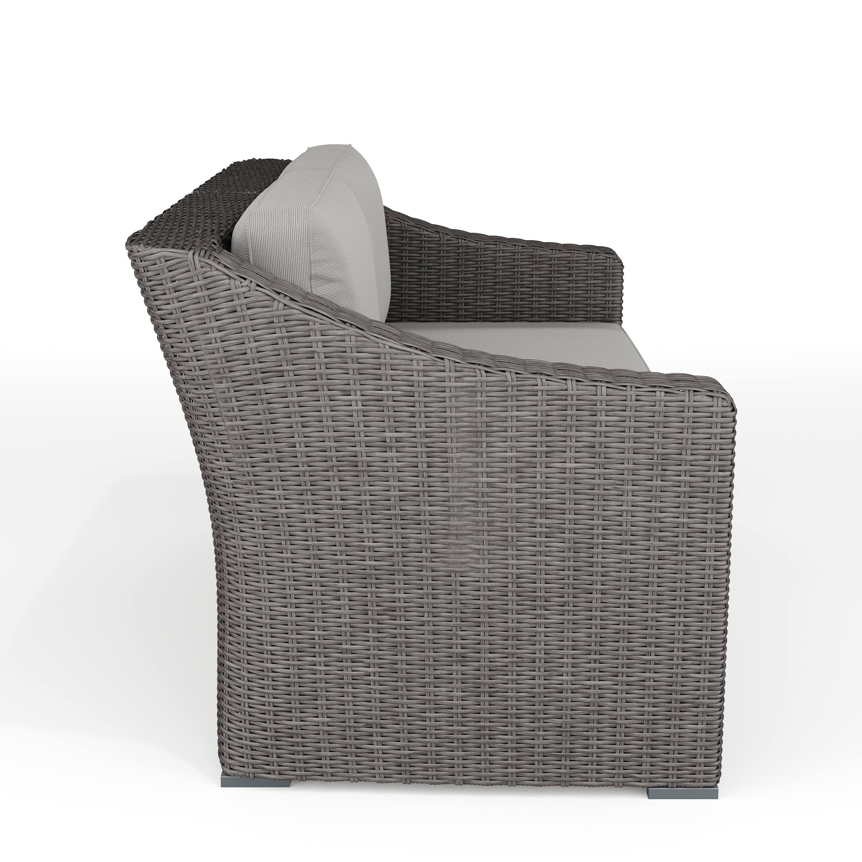 Alt View 7. Martha Stewart - Bedford Outdoor Modular Rattan Wicker Sofa with All-Weather Cushions - Gray Cushions/Gray Frame.