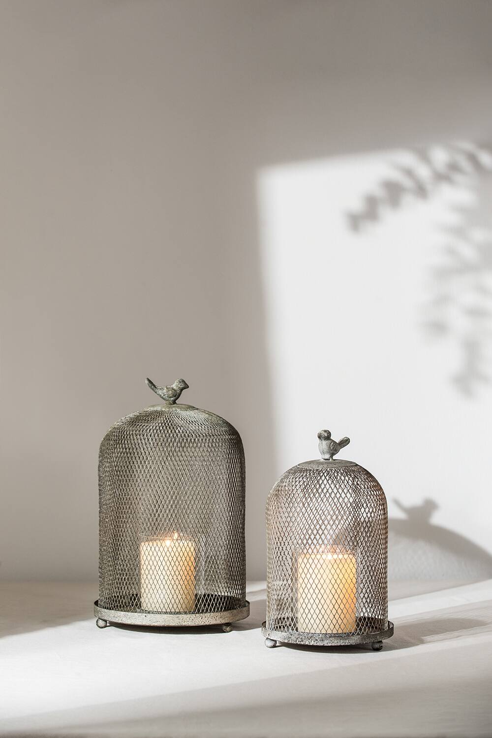 Alt View 4. TinyHomie - Set of 2 Ophira Sparrow Antique Gray Mesh Candle Holders L D85x13 S D7x10.