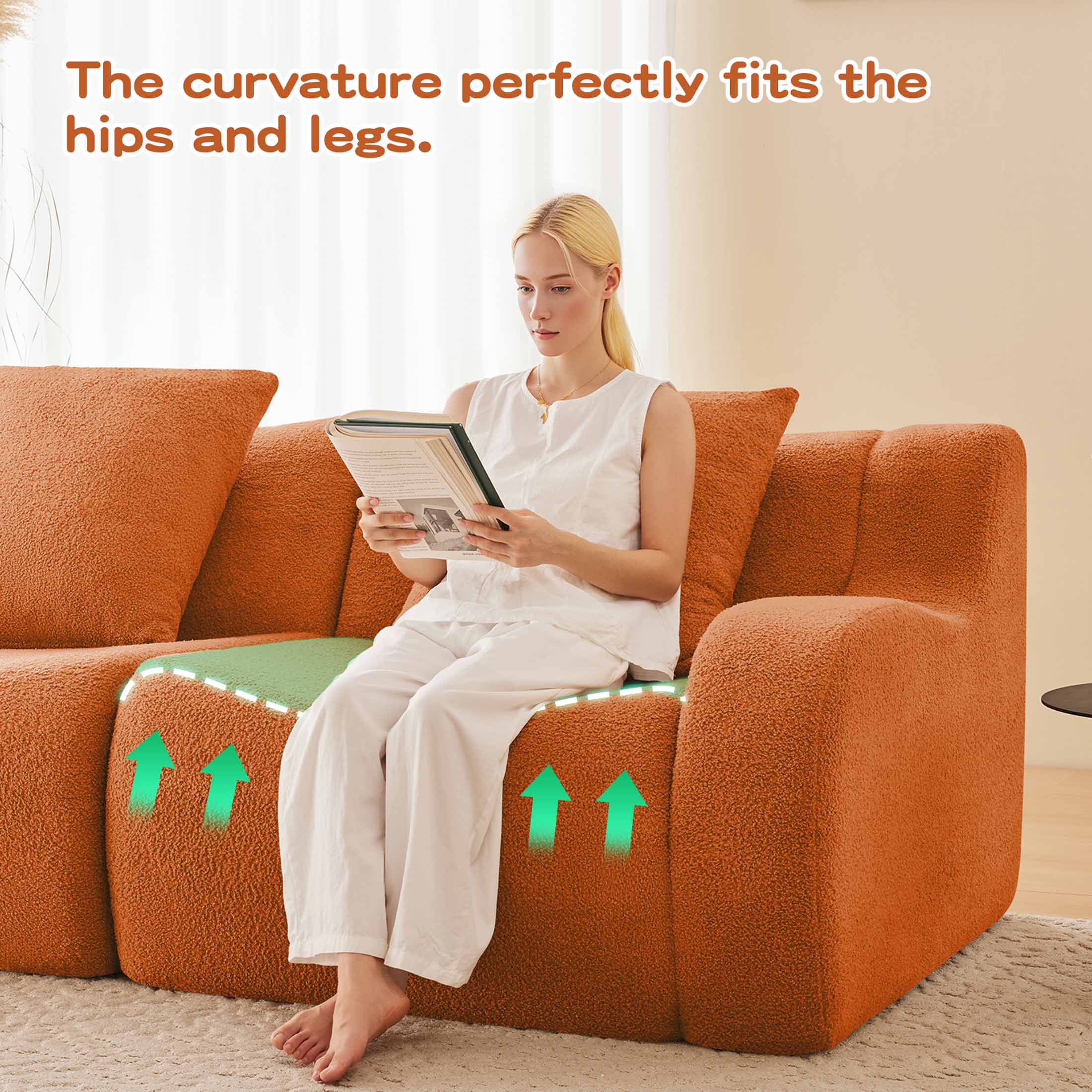The curvature perfectly fits the hips and legs.