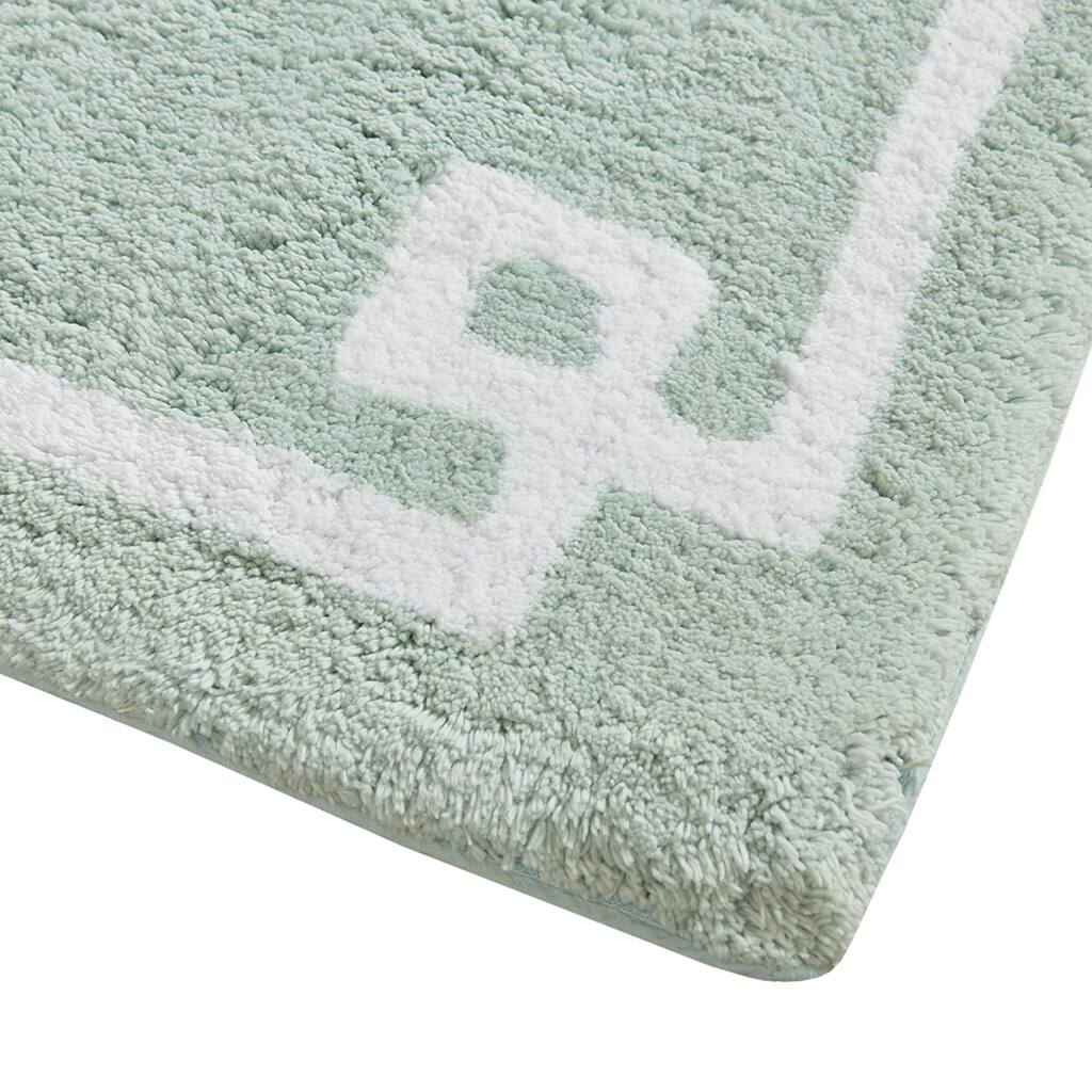Alt View 2. APRILSOUL - 100 Cotton Oeko Tex Bath Rug Cloud Soft White Border Hotel Style - Seafoam.