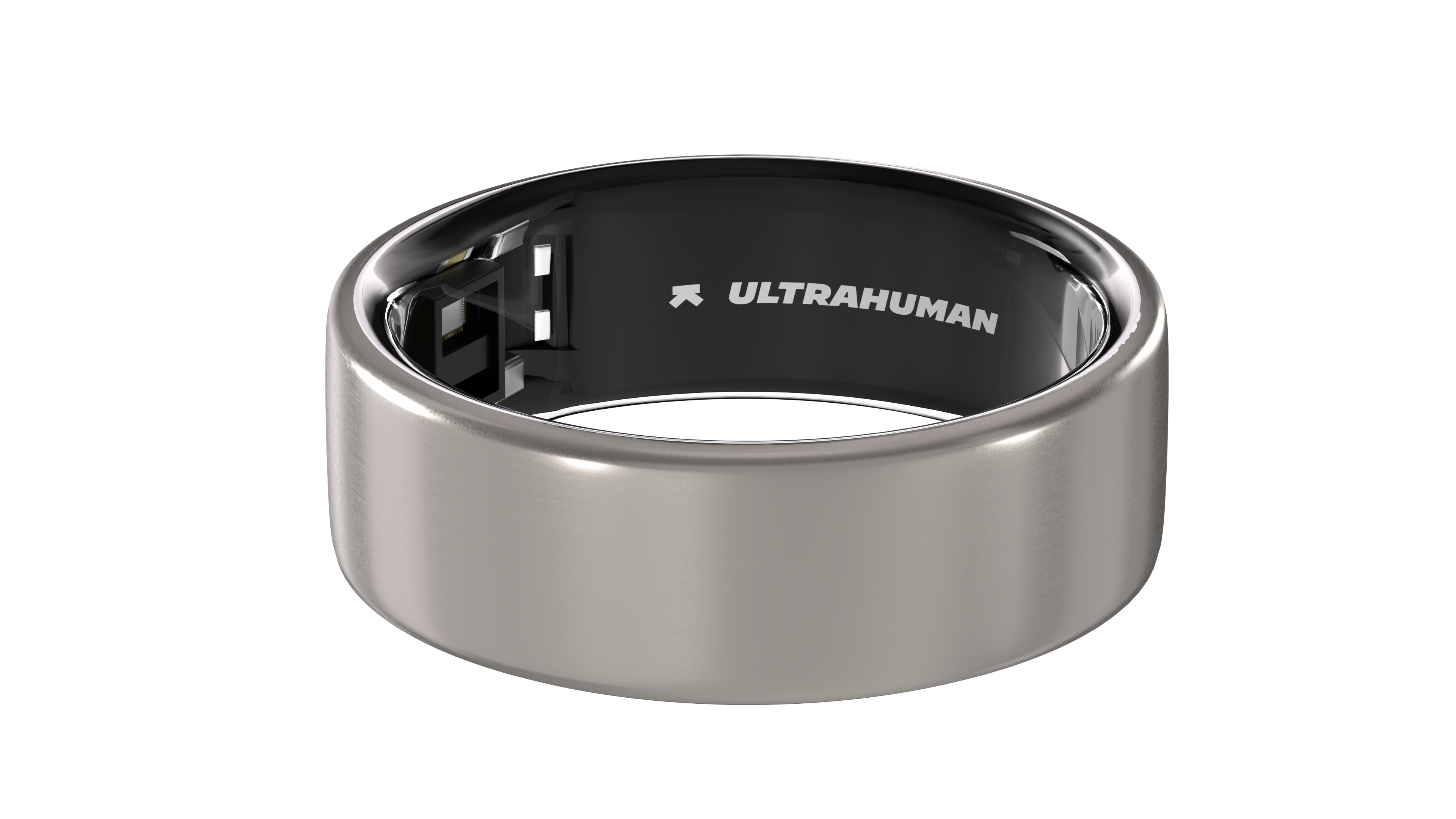 Front. Ultrahuman - Ring AIR - Smart Ring - Size Before You Buy - Size 13 - Raw Titanium.