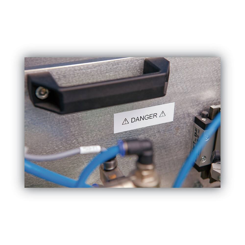 Left. DYMO - DYMO 18483 0.5 in. x 18 ft. Rhino Permanent Poly Industrial Label Tape - White/Black Print - White.