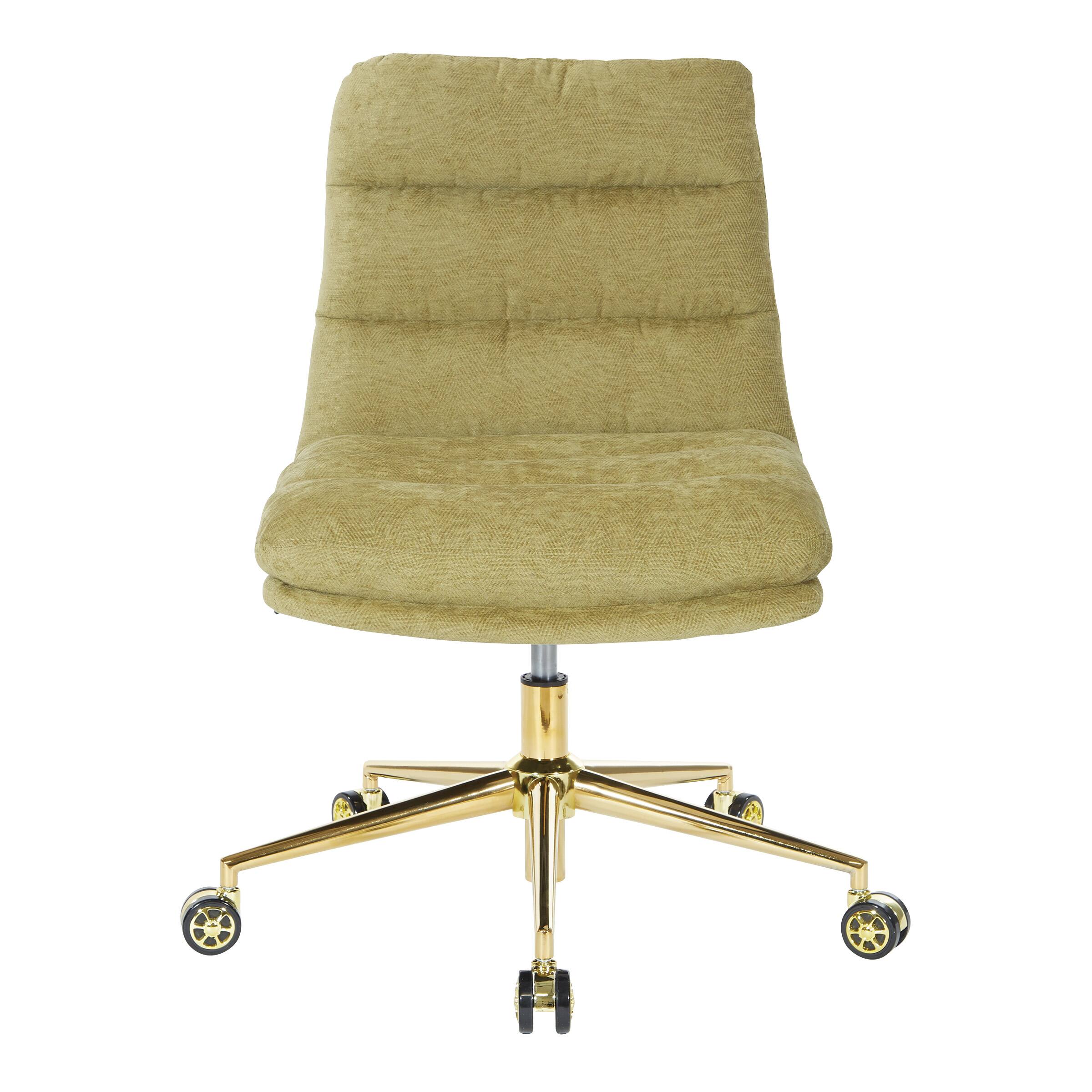 Front. OSP Home Furnishings - Legacy Office Chair in Fabric with Gold Base - Olive.