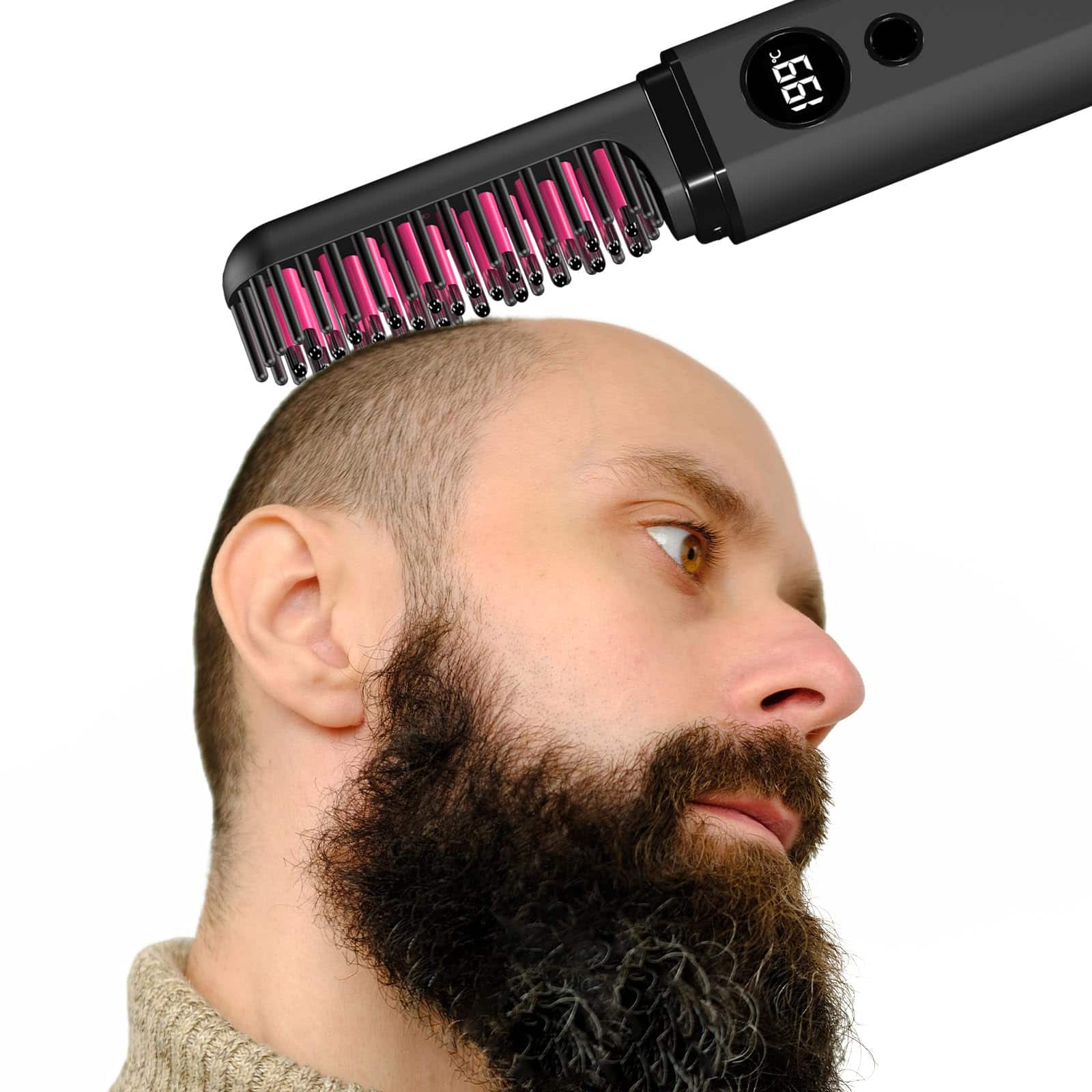 Dazzling Pops - Beard Straightener For Men Heated Brush Cordless Hot Comb To Long Beards With Travel Case Rechargeable Ionic - Default