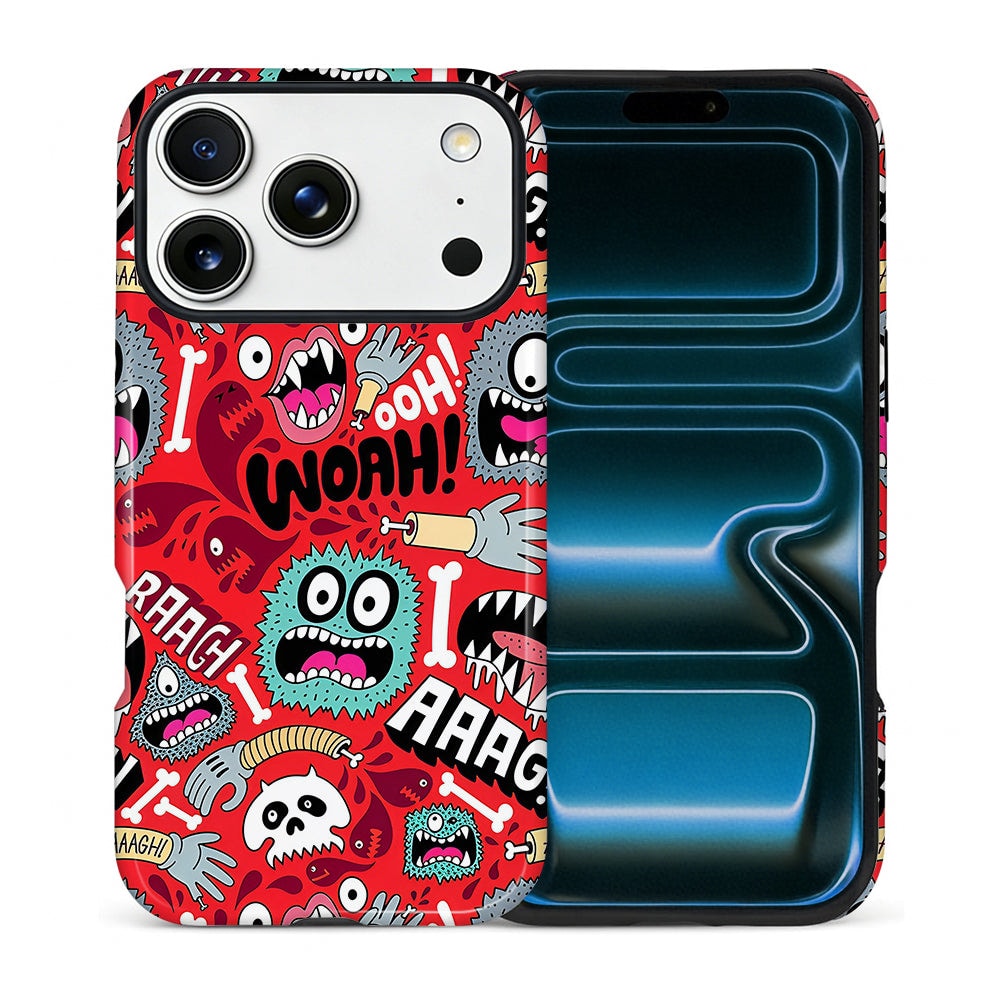 BUBM - Smartphone Case for iPhone - 2-Layer Durable Smartphone Protection Case - Monster Panic - Monster Panic for iPhone 17 Pro Max