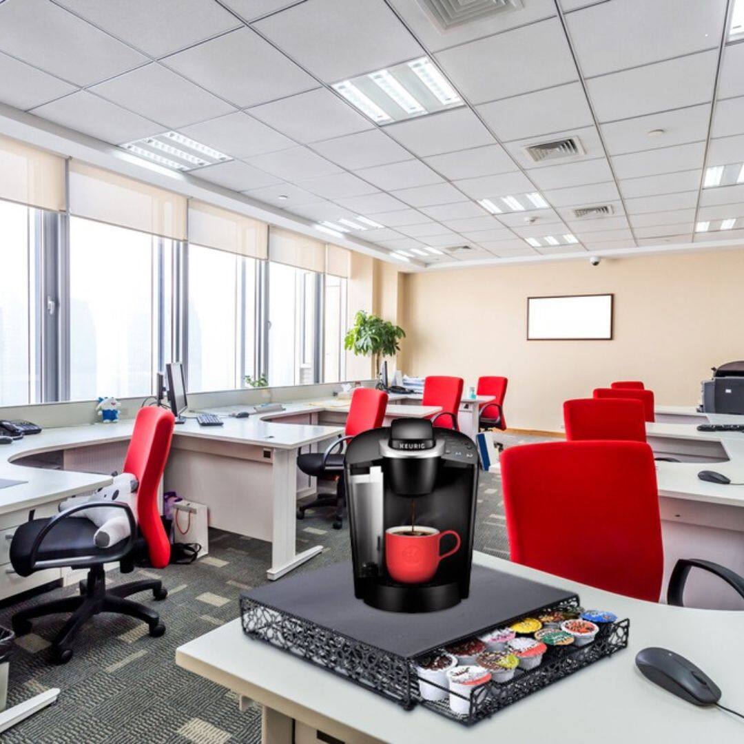 Alt View 1. Home It - 42 K-Cup Coffee Pod Holder – Pre-Assembled Metal Storage Drawer, Durable Black Design for Kitchen & Office - Black.