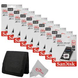 SanDisk Professional - 10x Sandisk Ultra microSD 64 GB 140MB/s Memory Card with Card Wallet