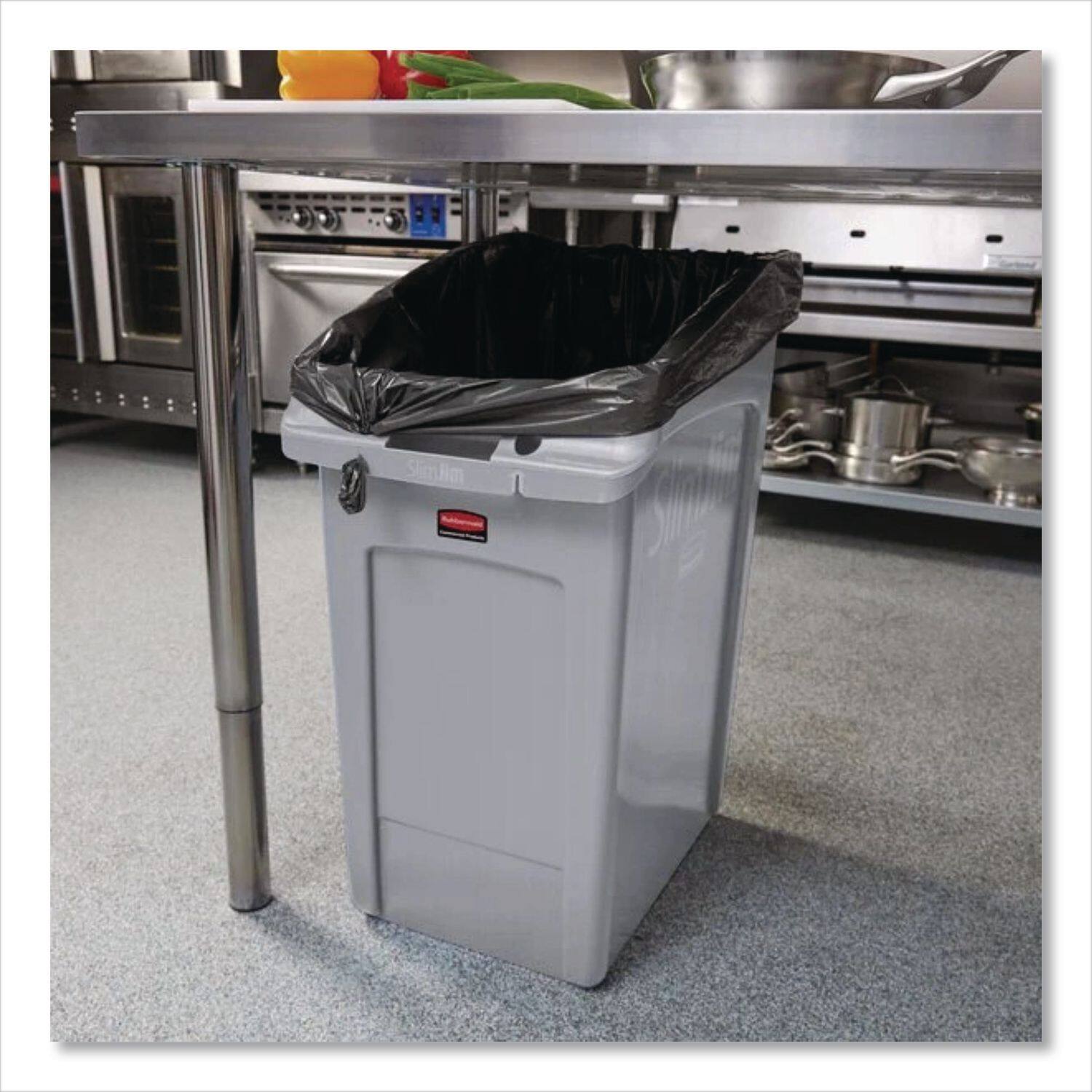 Left. RubberMaid - Slim Jim Under-Counter Container, 23 Gal, Polyethylene, Gray.