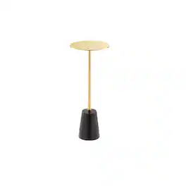 Manhattan Lane - Sen Side End Drink Table, Metal Round Top w Marble Base - Black/Gold