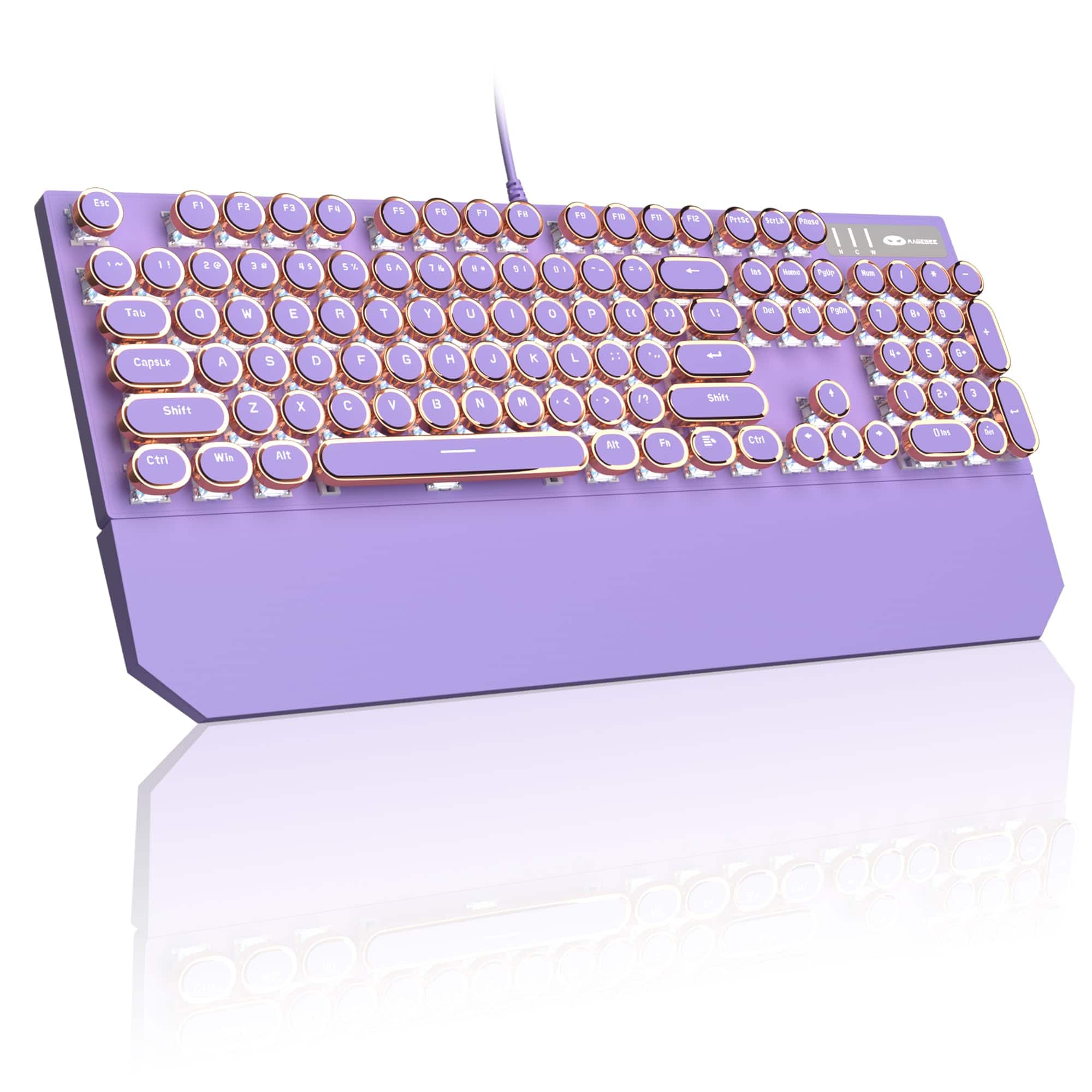 MageGee - Typewriter Mechanical Gaming Keyboard, Punk Keycaps, 104 Keys LED with Magnetic Wrist Rest, Blue Switch - Purple price history on PriceWatchPro