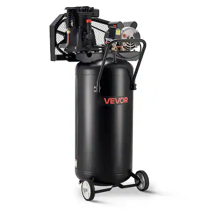 Front. VEVOR - 30-Gallon Air Compressor,2HP 5.3SCFM at 90PSI,Max 125PSI Pressure Oil-Lubricated Air Compressor Tank, Portable on Wheels - Black;Orange.