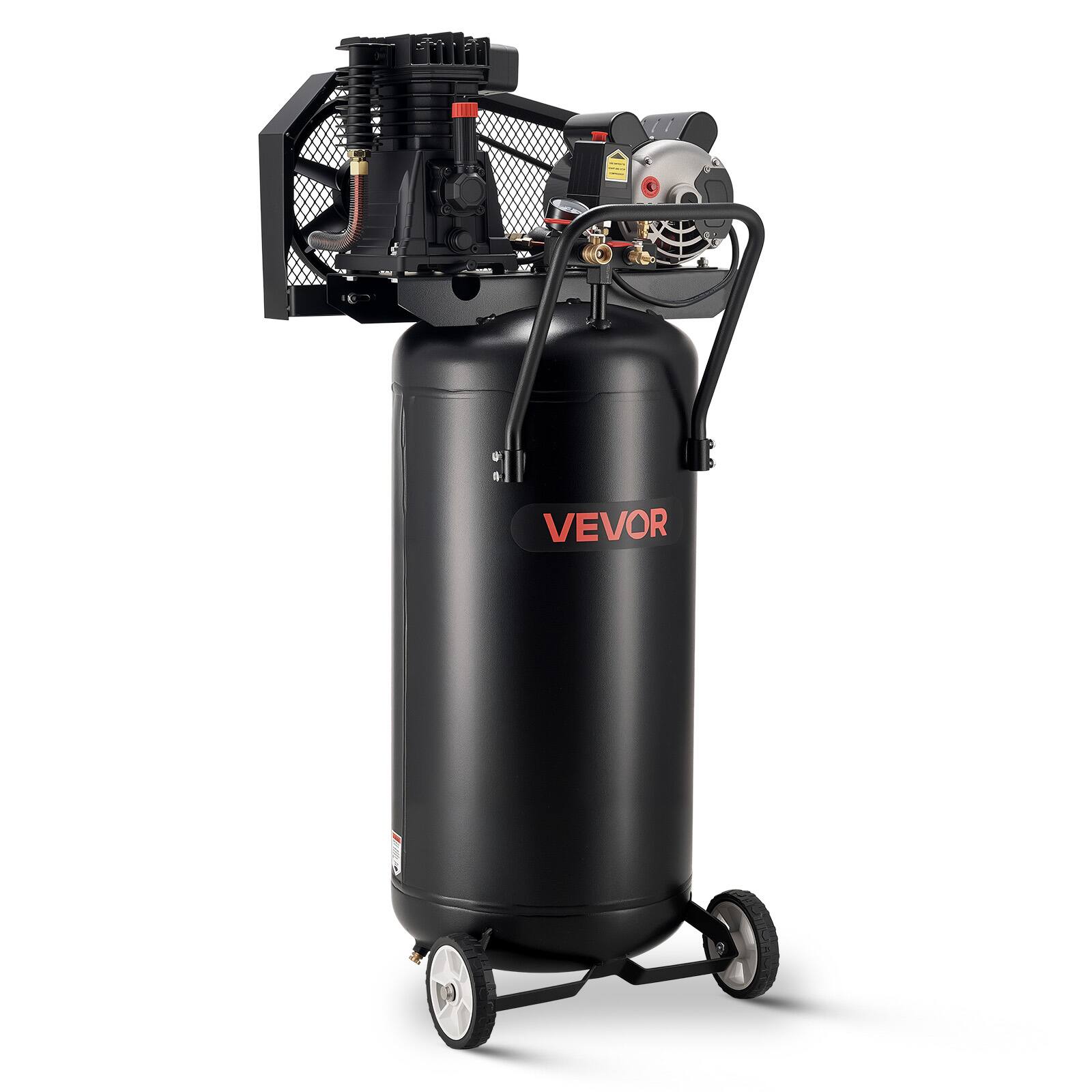 Front. VEVOR - 30-Gallon Air Compressor,2HP 5.3SCFM at 90PSI,Max 125PSI Pressure Oil-Lubricated Air Compressor Tank, Portable on Wheels - Black;Orange.