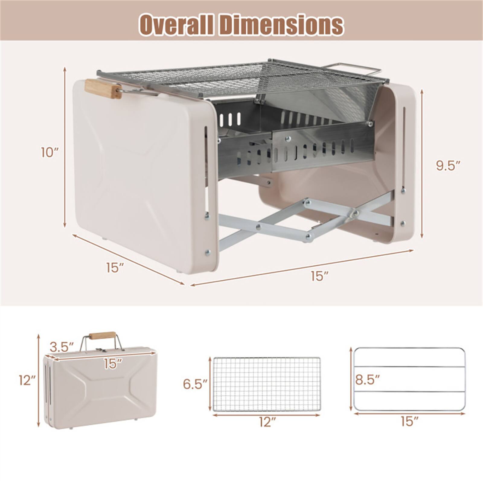 Overall Dimensions: 10" x 9.5" x 15" x 15" x 12" x 3.5" x 15" x 6.5" x 8.5" x 12" x 15"