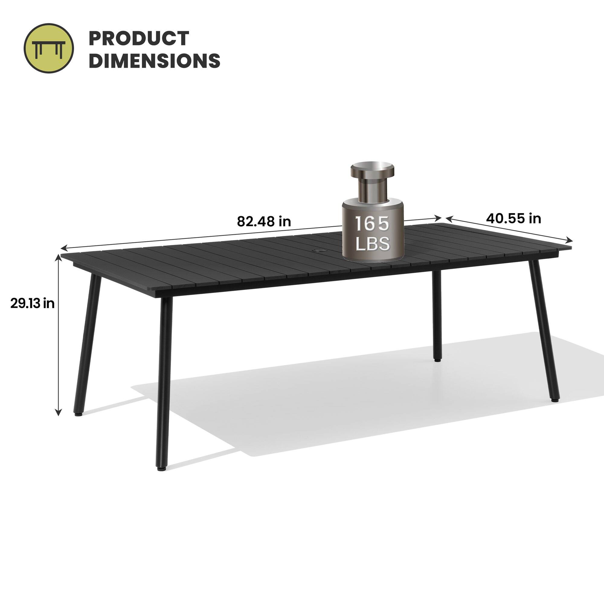 PRODUCT DIMENSIONS  
82.48 in x 40.55 in x 29.13 in  
165 LBS